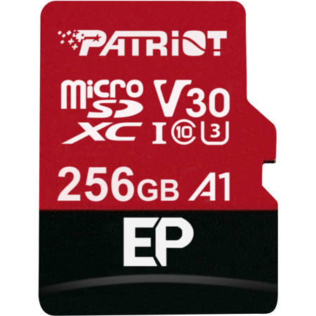 Patriot EP Series 256GB Micro SDXC V30 A1 UHS-I U3 4K UHD Memory Card with SD Adapter