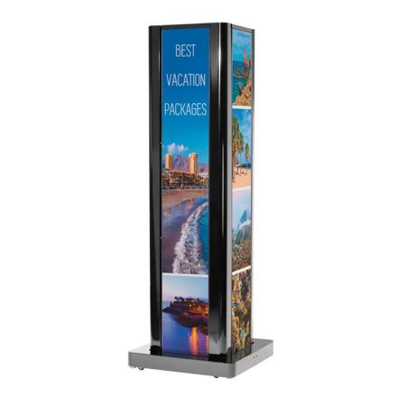 Peerless Three Sided Ultra Stretch Portrait-In-Portrait Kiosk, Silver