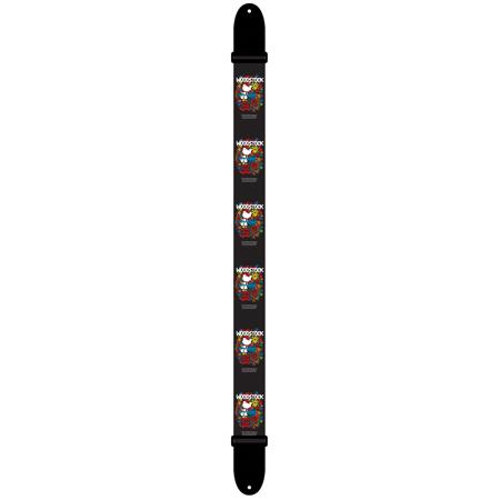 Perri's Leathers LPCP 2" Wide Soft Polyester Guitar Strap, Woodstock Multi-Color Peace Love Music Logo On Black