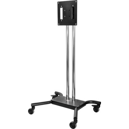Peerless Black Flat Panel Cart with Chrome Posts for 32-65" Flat Panel Displays