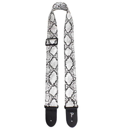 Perri's Leathers VGS 2" Wide Leather Guitar Strap, Black & White Faux Snake Skin