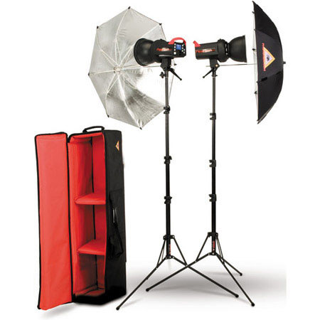 Photoflex FlexFlash 200 Watt 2 Light Kit with 2 x UM-ADH30 Silver Umbrellas