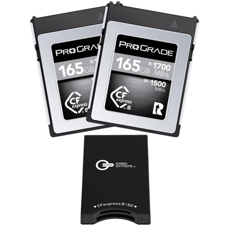 Prograde Digital Cobalt Series 165GB CFexpress Type-B 2.0 Memory Card, 2-Pack, Bundle with Memory Card Reader