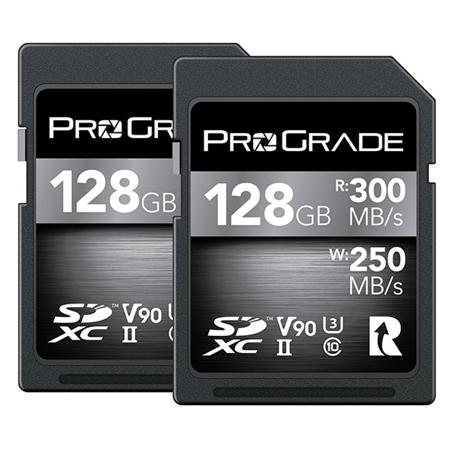 Prograde Digital 128GB SDXC UHS-II U3 Class 10 V90 Cobalt Memory Card,  2-Pack