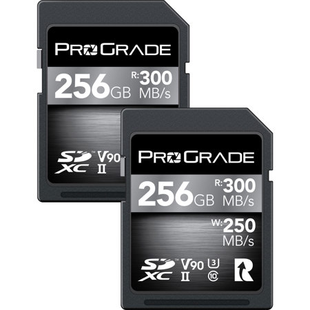 Prograde Digital 256GB SDXC UHS-II U3 Class 10 V90 Cobalt Memory Card, 2-Pack