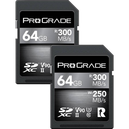 Prograde Digital 64GB SDXC UHS-II U3 Class 10 V90 Cobalt Memory Card, 2-Pack
