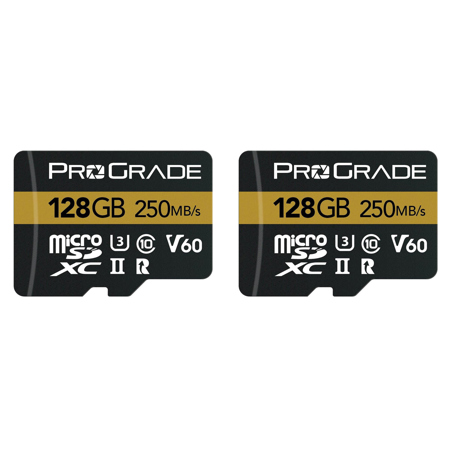 Prograde Digital 128GB MicroSDXC UHS-II U3 Class 10 V60 Memory Card, 2-Pack