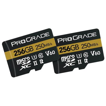 Prograde Digital 256GB MicroSDXC UHS-II U3 Class 10 V60 Memory Card with SD  Adapter, 2-Pack