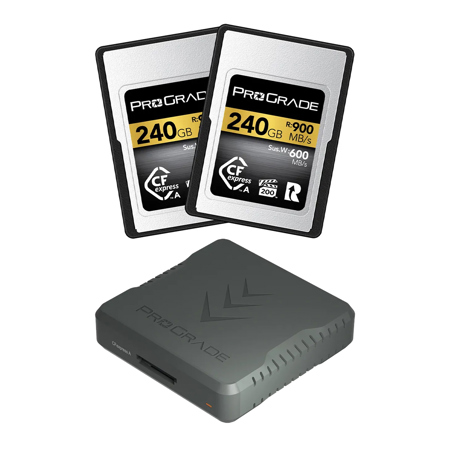 Prograde Digital Gold 240GB CFexpress A 2.0 Memory Card, 2-Pack,with Card Reader