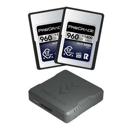 Prograde Digital Iridium 960GB CFexpress A 4.0 Memory Card, 2-Pack,w/Card Reader