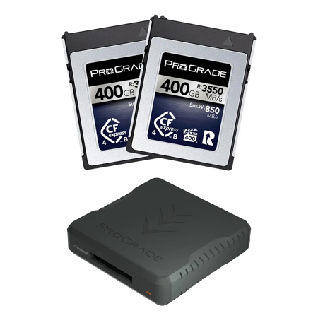 Prograde Digital Iridium 400GB CFexpress B 4.0 Memory Card, 2-Pack,w/Card Reader