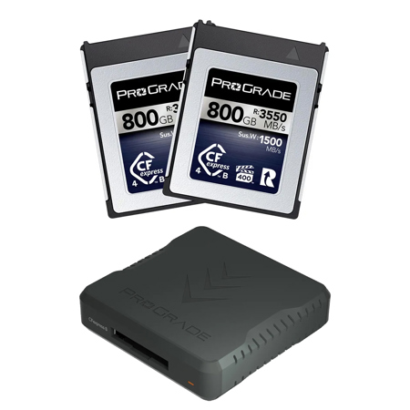 Prograde Digital Iridium 800GB CFexpress B 4.0 Memory Card, 2-Pack,w/Card Reader