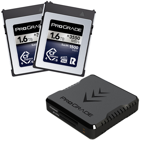 Prograde Digital CFexpress Type B and UHS-II SDXC Dual-Slot USB 3.2 Gen 2 Card Reader, Bundle with 2x Iridium Series 1.6TB CFexpress Type B 4.0 Memory Card