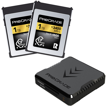 Prograde Digital CFexpress Type B and UHS-II SDXC Dual-Slot USB 3.2 Gen 2 Card Reader, Bundle with 2x Gold Series 1TB CFexpress Type-B 4.0 Memory Card