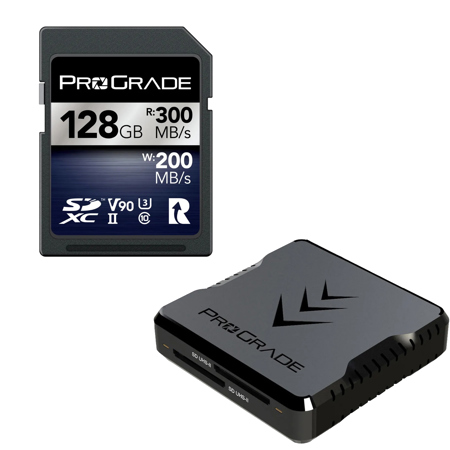 Prograde Digital Dual-Slot UHS-II SDXC USB 3.1 Gen 2 Type-C Card Reader, Bundle with Iridium 128GB SDXC Memory Card