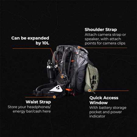 PGYTECH OnePro Flex 40L Backpack with Large Camera Insert, Space