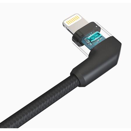 PGYTECH USB Type-A to Right-Angle Lightning Cable, 13.7"