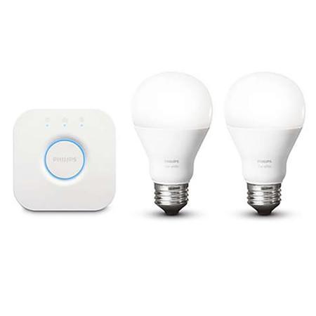 Philips Hue A19 Starter Kit, Includes 2x Single Bulb, Stand-Alone Bridge