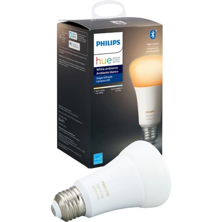 Philips Hue White Ambiance A19 Bluetooth 60W Smart LED Bulb, White