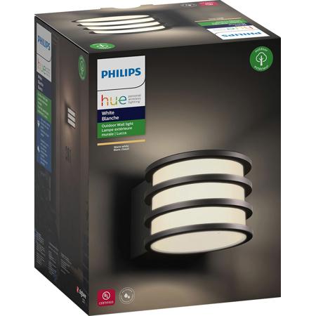 Philips Hue Lucca Outdoor LED Wall Lantern Sconce with A19 Smart Light Bulb
