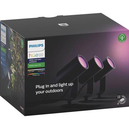 Philips Hue White & Color Ambiance Outdoor LED Lily Black Smart Lights, 3-Pack