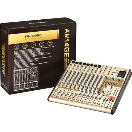 Phonic AM14GE AM Gold Edition 6-Mono 4-Stereo Input 2-Group Mixer with DFX
