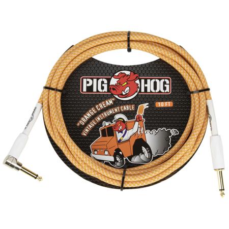 Pig Hog 'Orange Crme 2.0' Instrument Cable, Straight to Right Angle, 10'