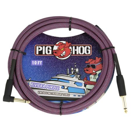 Pig Hog 'Riviera Purple' Instrument Cable, Straight to Right Angle, 10'