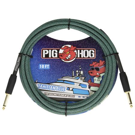 Pig Hog "Tahitian Blue" Instrument Cable, Straight to Straight, 10'