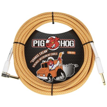 Pig Hog 'Orange Crme 2.0' Instrument Cable, Straight to Right Angle, 20'