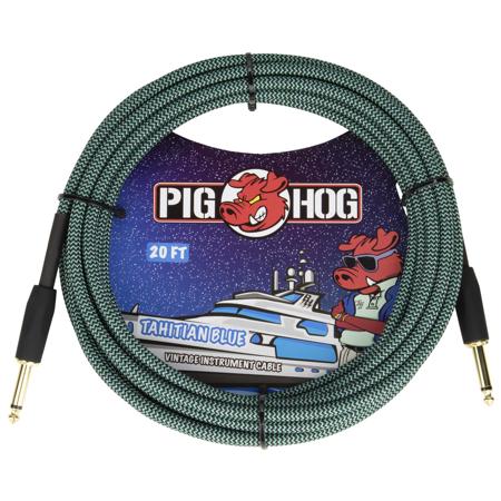 Pig Hog 'Tahitian Blue' Instrument Cable, Straight to Straight, 20'
