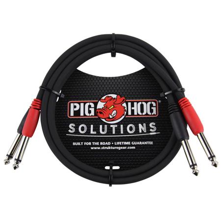 Pig Hog 3' 1/4" Mono Male to 1/4" Mono Male Dual Cable