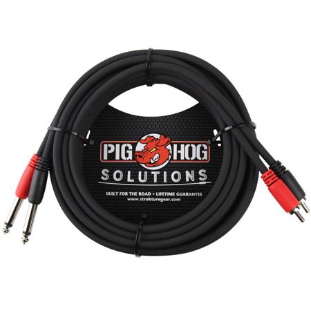 Pig Hog 15' RCA Male to 1/4" Mono Male Dual Cable
