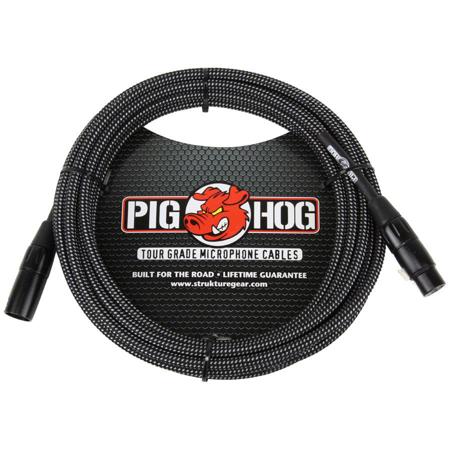 Pig Hog 20' Woven XLR Microphone Cable, Black/White