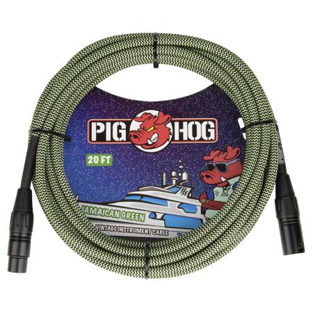 Pig Hog 'Jamaican Green' Woven Mic Cable, XLR to XLR, 20'
