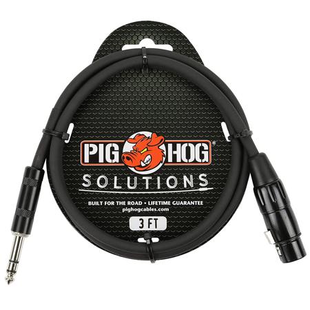 Pig Hog 3' TRS Male to XLR Female Balanced Cable