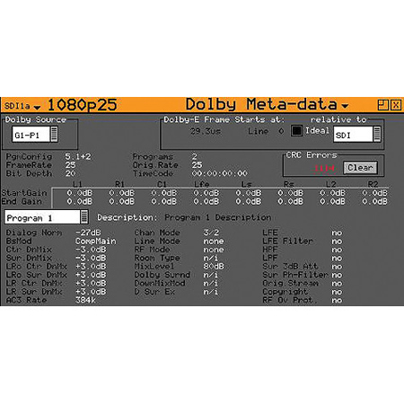 PHABRIX Dolby E-D-D+ Bitstream Analyser Software Option