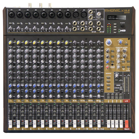 Phonic V16.2 Hybrid 16 Audio and 2 Video Channels Audiovisual Mixer