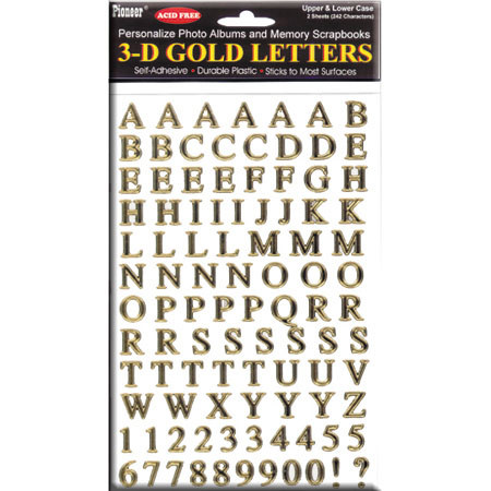 Pioneer Photo Album Self-Adhesive 3-D Gold Letters for Scrapbooks