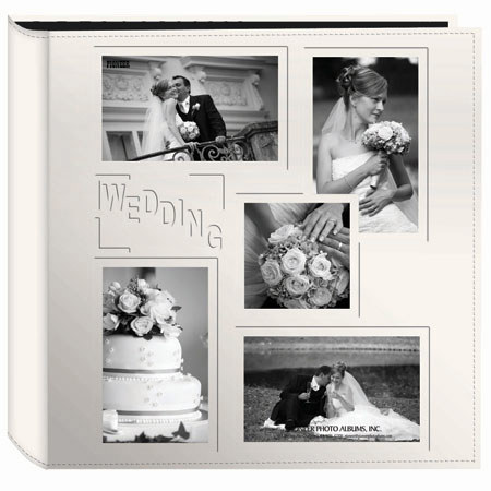 Pioneer Photo Album 5COL240W Sewn Embossed Leatherette Post Bound Album with Collage Frame Cover, Holds 240 4x6" Photos 5 up, Ivory