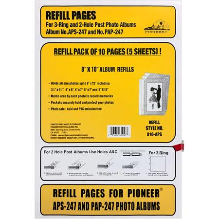 Pioneer Refill Pages for APS  Le Memo Photo Albums, Holds 10 8x10" Photos,5-Pack