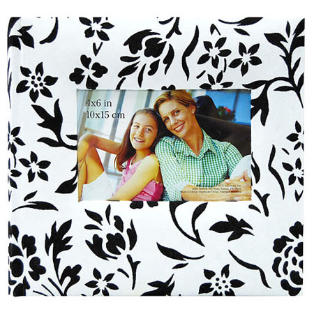 MBI Fabric Flocked BookBound Album, Holds 200-4x6" Photos 2-Up, Black & White