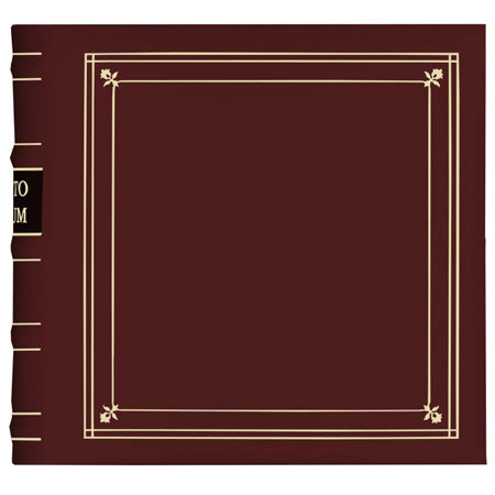 Bonded Leather 3 Ring Photo Album, Holds 200 4x6" Photos, 2 Per Page, Burgundy