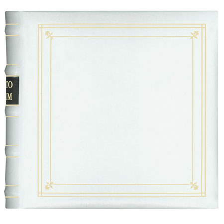 Pioneer Photo Album Bonded Leather 3 Ring Photo Album, Holds 200 4x6" Photos, 2 Per Page, White