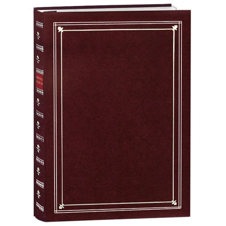 Pioneer Post Bound Clear Pocket Photo Album, Holds 200-4x6", Burgundy
