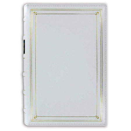 Pioneer Photo Album Bonded Leather Bi-Directional Memo 3 Ring Photo Album, Holds 204 4x6" Photos, 3 Per Page, White
