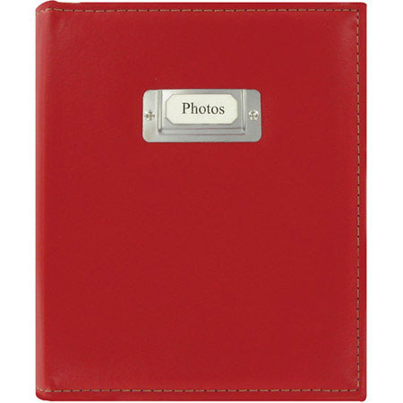Pioneer Photo Album ID Series Bound Photo Album with Sewn Silver ID Plate, Holds 208 4x6" Photos, 2 Per Page, Bright Red