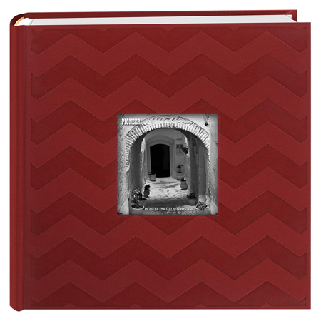Pioneer Photo Album Geometric Embossed Frame Leatherette Photo Albums, Holds 200 4x6" Photos, 2 Per Page, Chevron Red