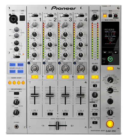 Pioneer DJM-850 Four Channel Professional DJ Mixer, Silver