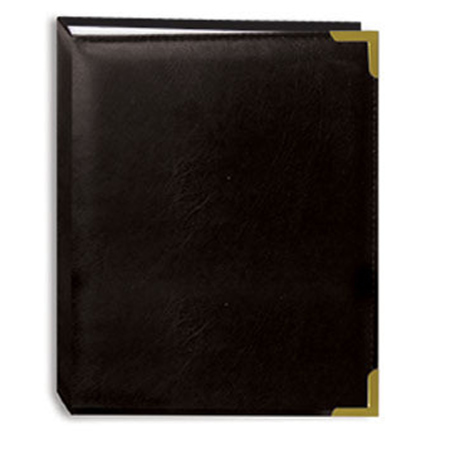 Pioneer Photo Album Mini Max Oxford Bound Photo Album, Solid Color Sewn Leatherette Black Covers with Brass Accent Corners, Holds 100 4x6" Photos, 1 Per Page